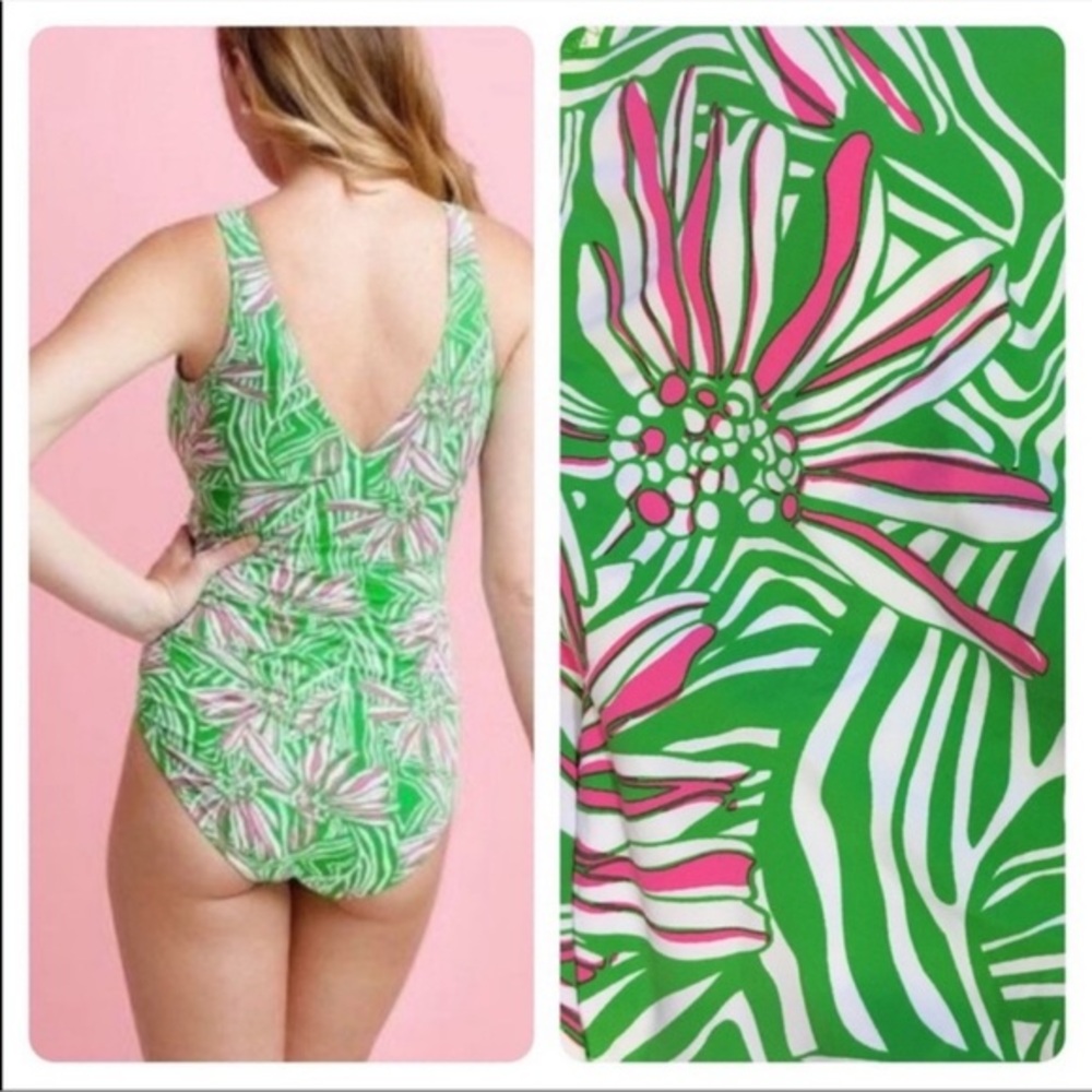 Lilly Pulitzer Green Bean Daisy FOXI‎ One piece Swimsuit size XS